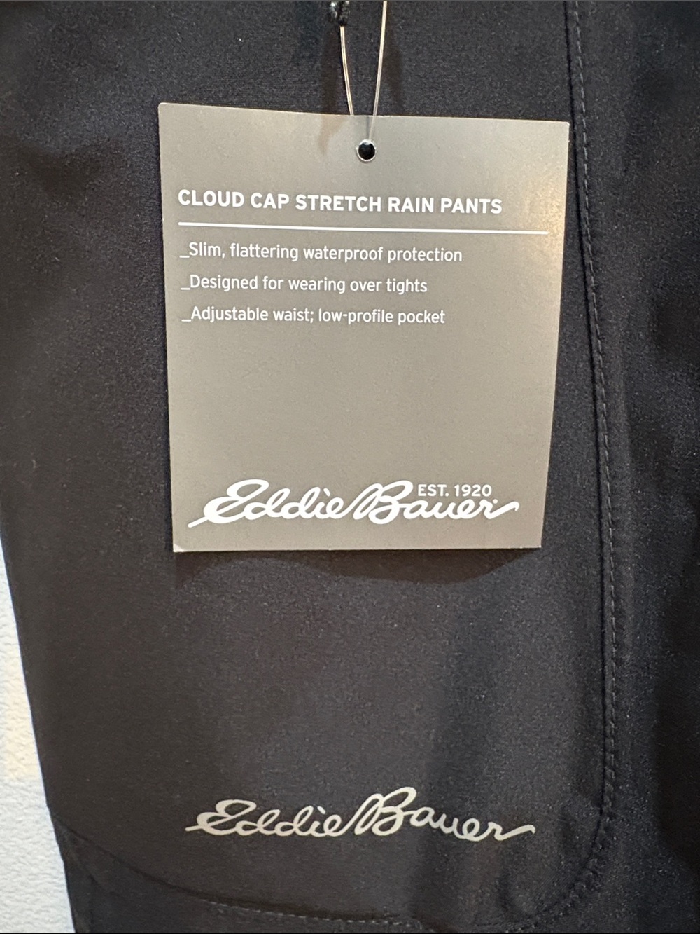 Eddie Bauer Black Women’s Cloud Cap Stretch Rain Pants - Picture 3 of 15
